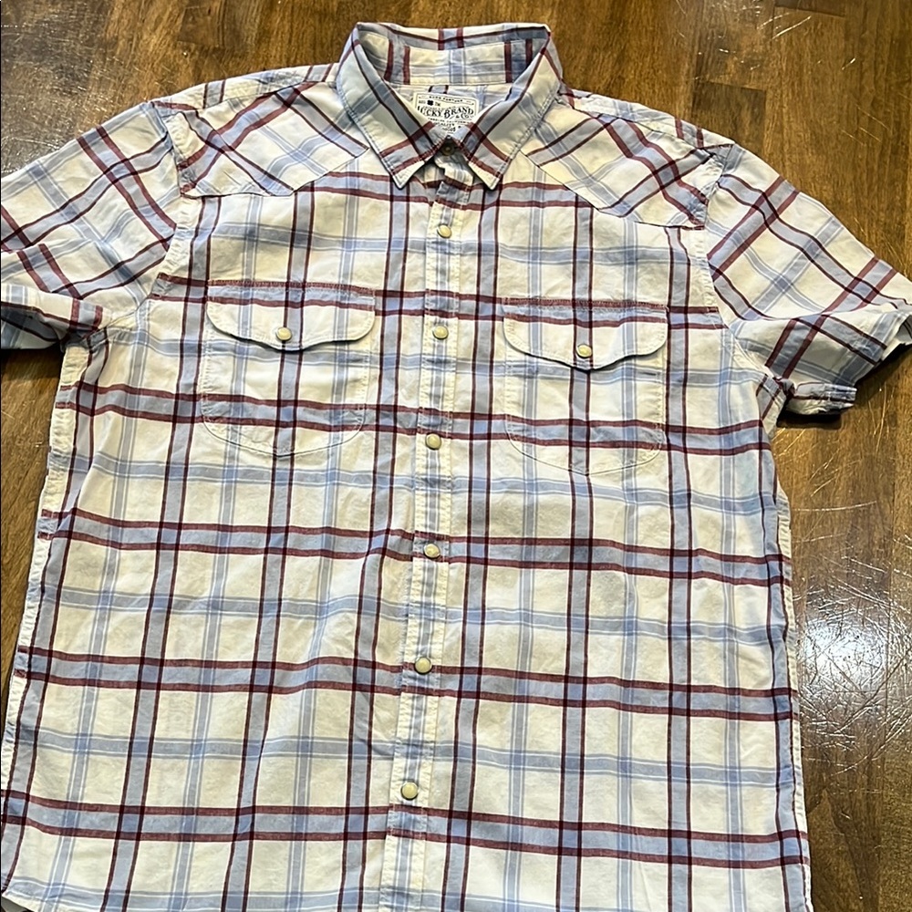 Lucky Brand Red and White Plaid western Casual Shirt